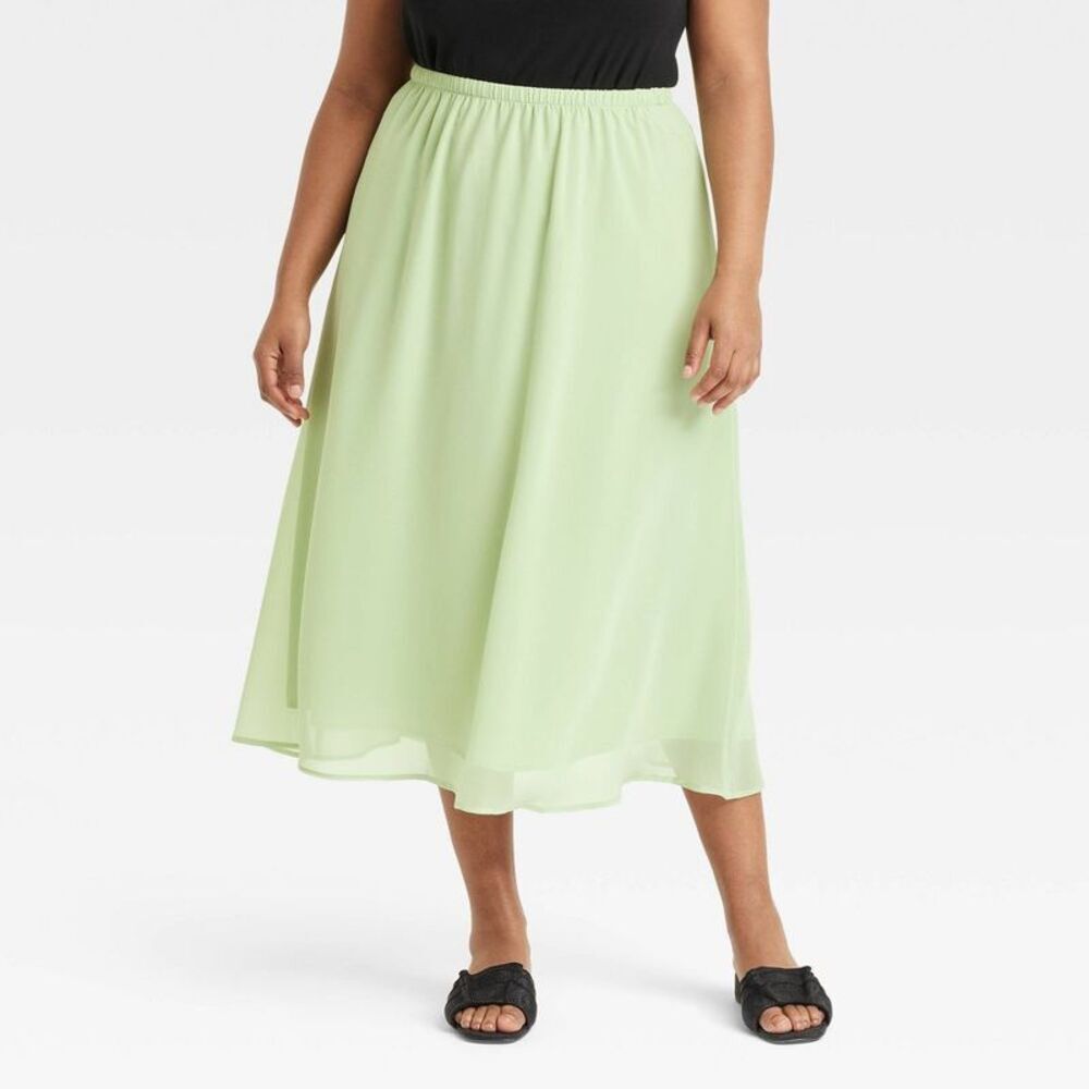 a new day Pale Green Midi Skirt